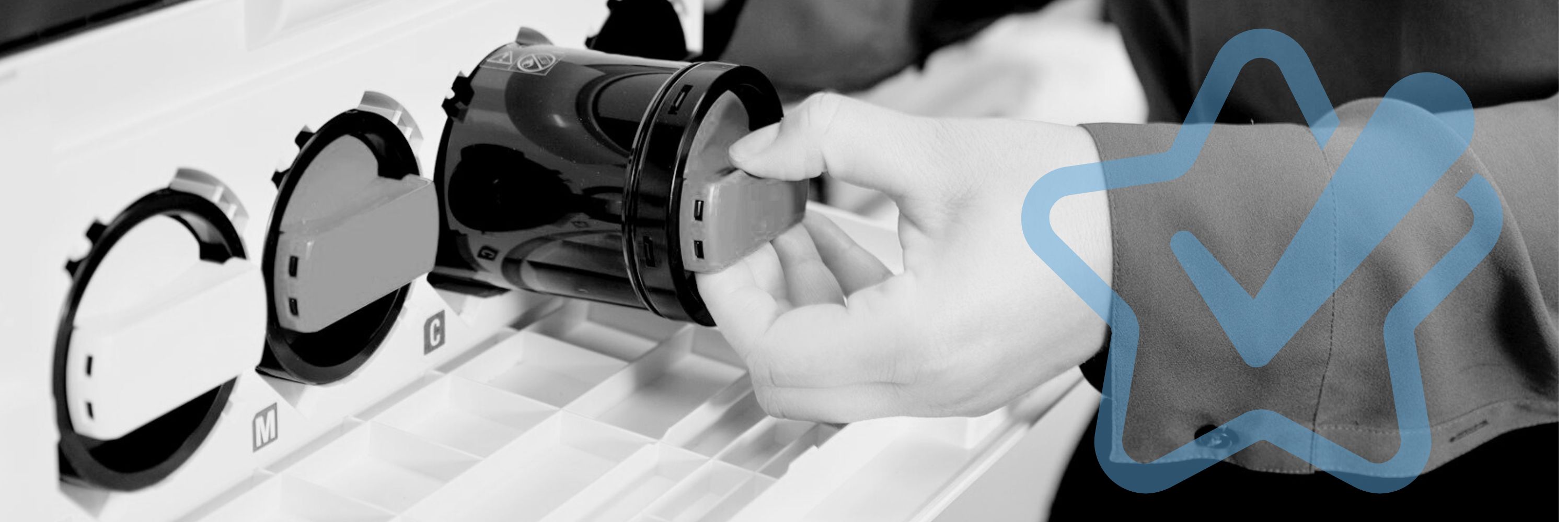 Man taking toner out of printer