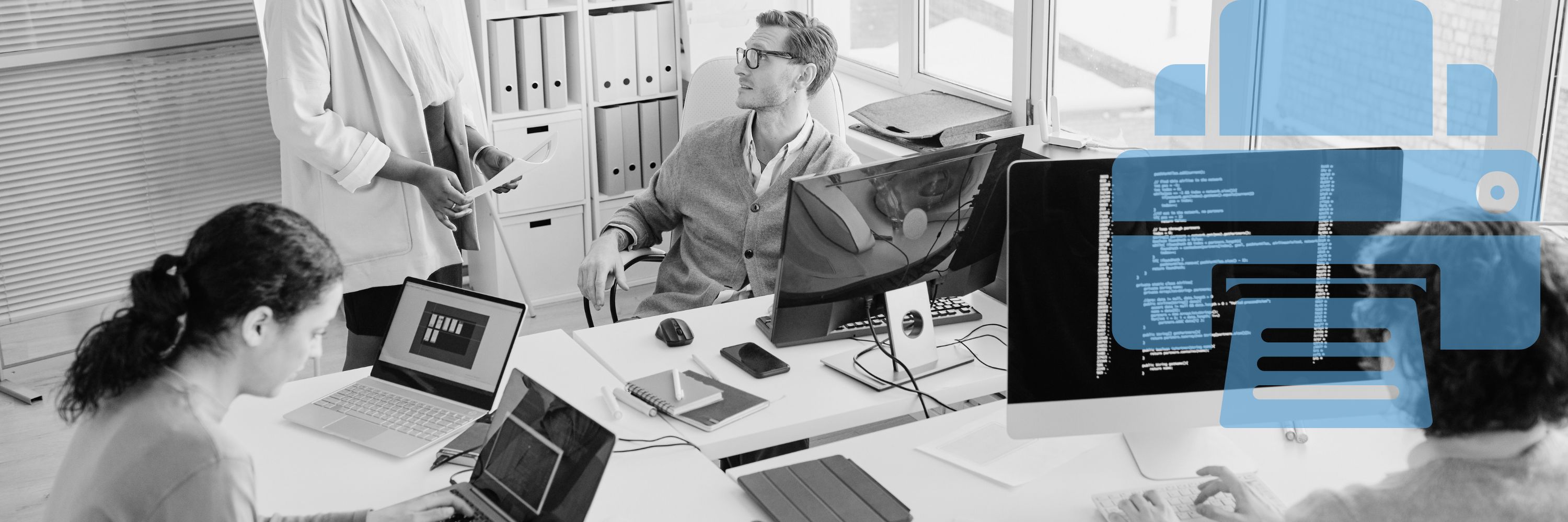 An IT team in an office