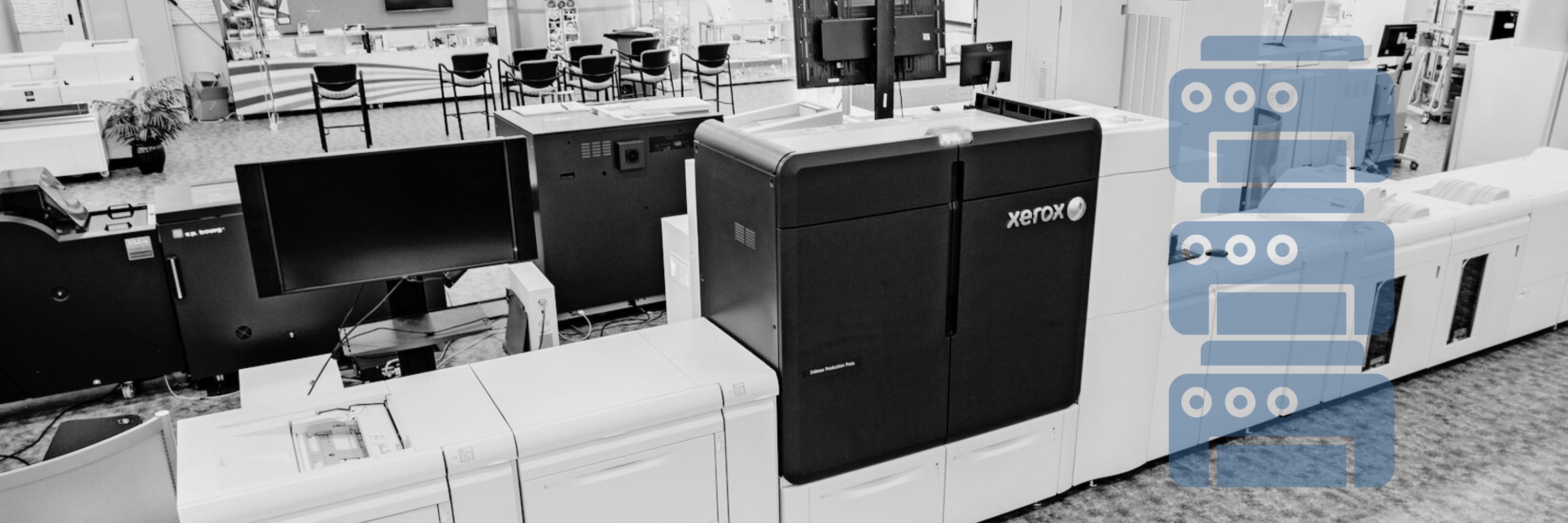 A large production printer in an office