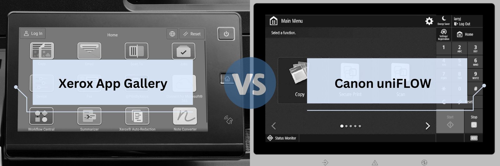 Xerox App Gallery vs. Canon uniFlow Apps