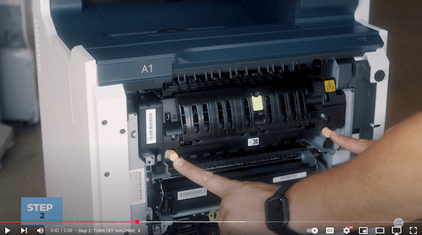 How to Replace the Fuser on a Xerox VersaLink C625_Step 3_Unscrew Orange Screws