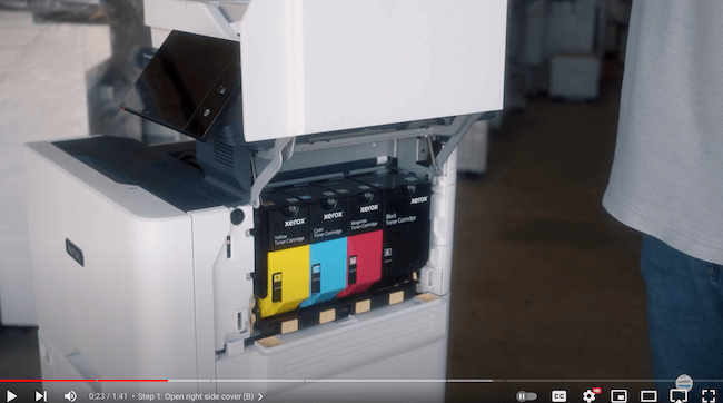 Replacing Toner on Xerox VersaLink C625_Step 1 Opened Side Cover