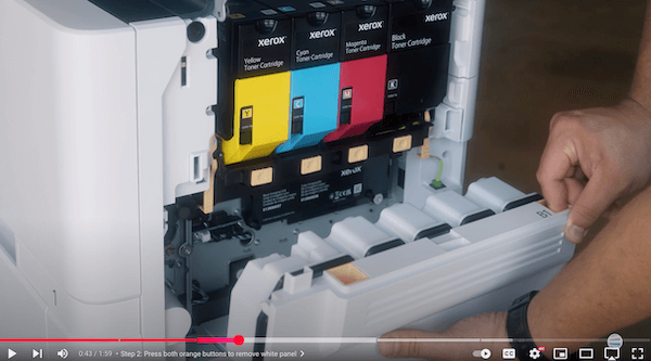 How to Replace Waste Cartridge on Xerox VersaLink C625_Step 2_2_Remove waste toner cartridge