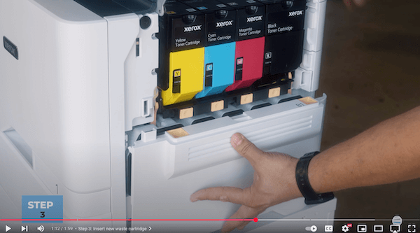 How to Replace Waste Cartridge on Xerox VersaLink C625_Step 3_Place new waste cartridge
