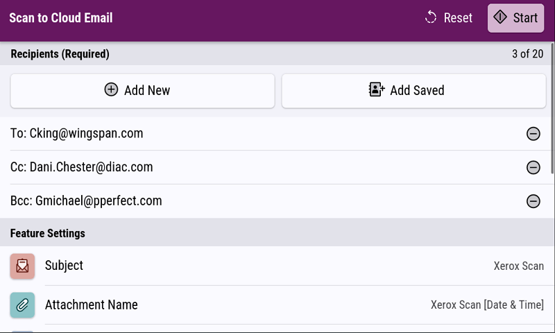 Xerox Scan to Cloud Email App