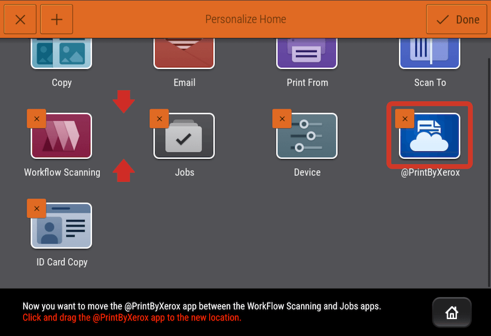 ConnectKey UI Home Screen_Drag App