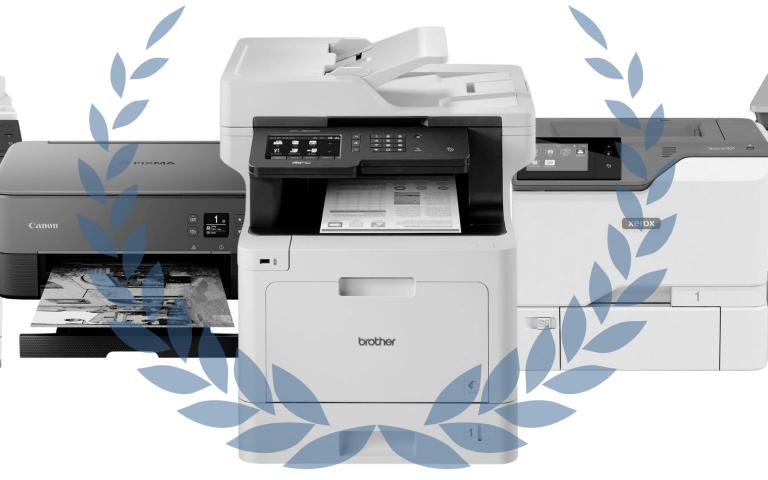 A collage of the top printers listed in blog