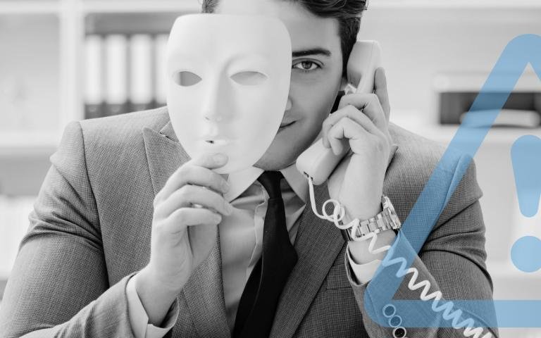 A phone scammer pretending to be someone else while calling