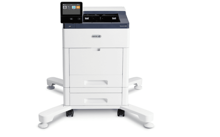 The Xerox VersaLink C600 with a stand 