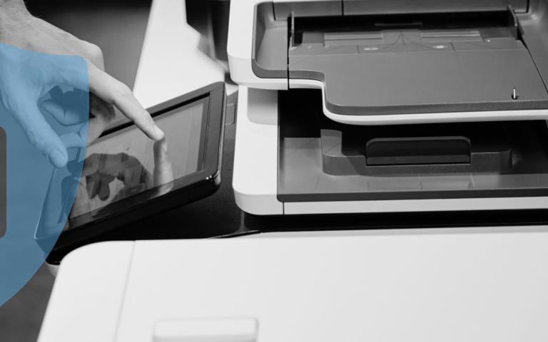 A person using a printer user interface