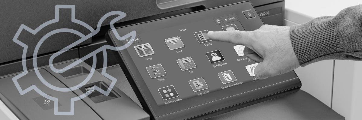 Person touching Xerox ConnectKey UI