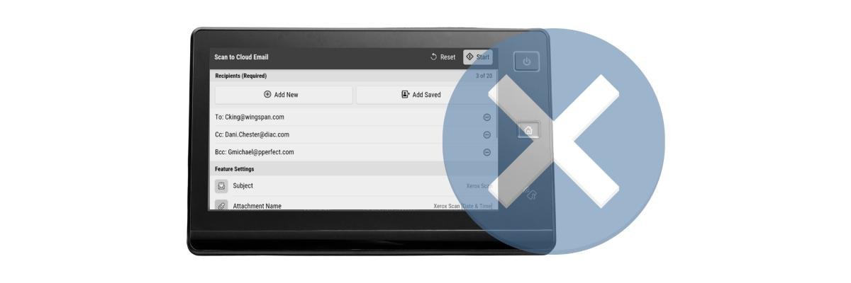 Xerox printer touchscreen with Scan to Email app