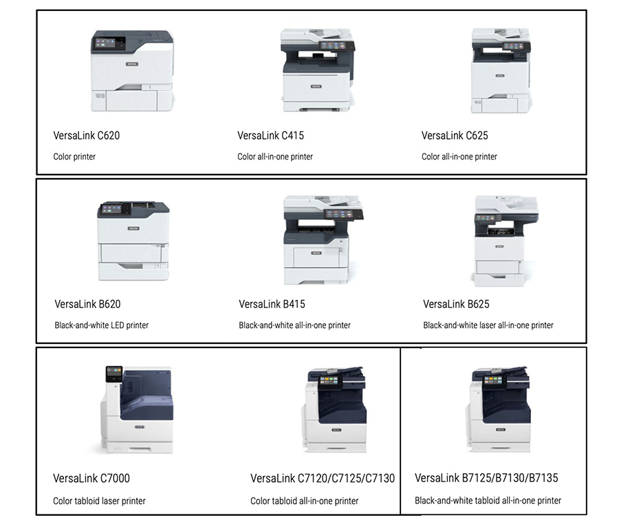 All Xerox VersaLink machines