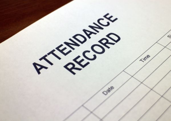 A close up of blank student attendance records