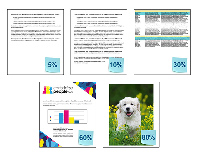 A graphic depicting different percentages of page coverage