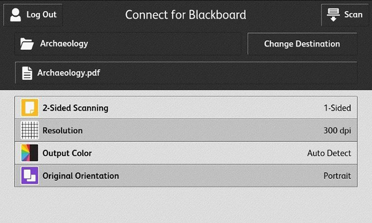 Xerox Connect for Blackboard screenshot