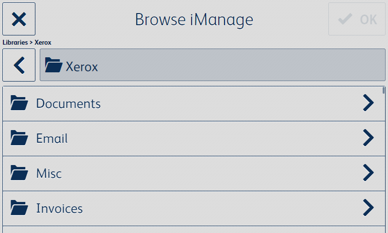 Xerox Connect for iManage app_browse