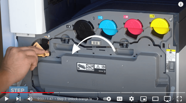 Replacing the black(K) toner cartridge and the waste toner box