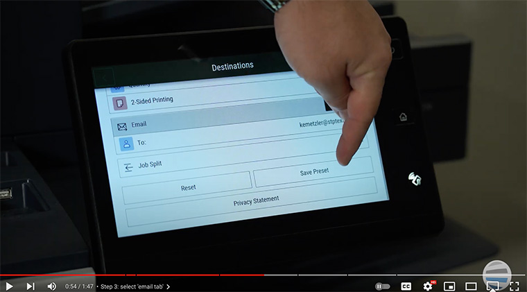 Xerox partner saves preferences as a preset on the Xerox Scan with Print app