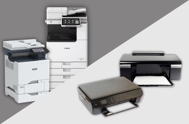 Visual comparison of office printers and home printers