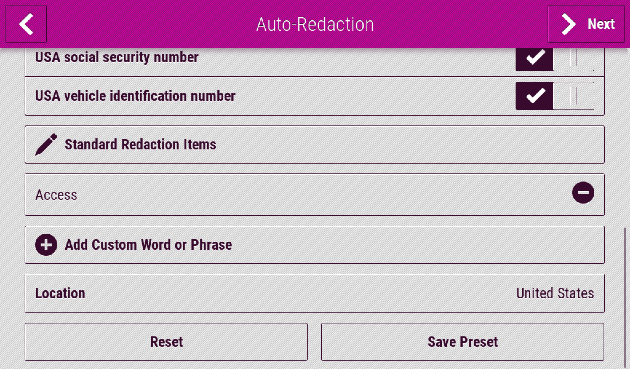 Xerox Auto-Redaction printer app