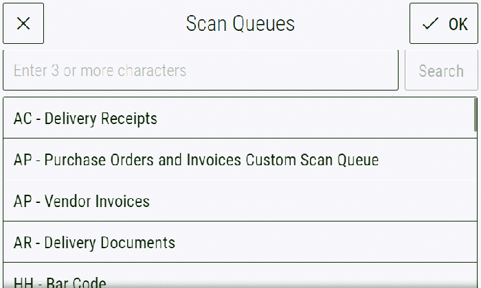 Xerox Scanning app for OnBase_Scan queues preview