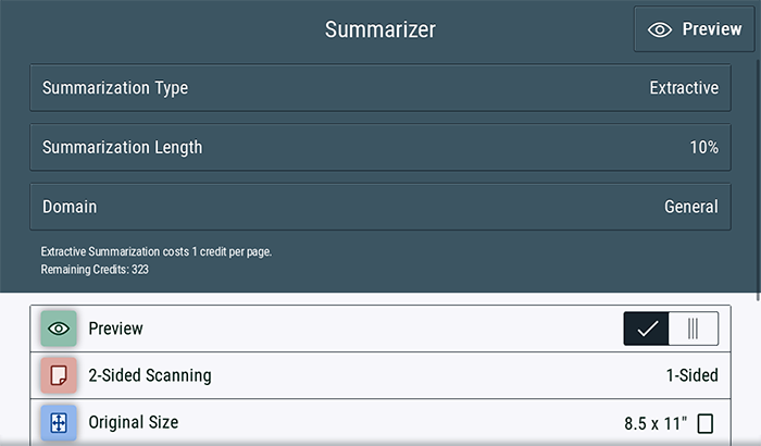 Xerox Summarizer app screenshot