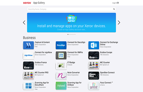 A portion of the Xerox App Gallery