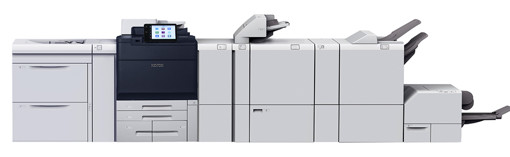 PrimeLink C9200 Series model with added print finishers and accessories